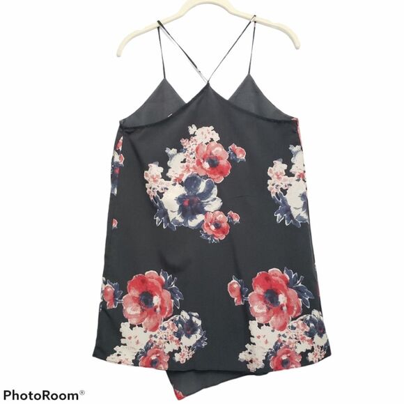 Free People Black Crepe Floral Faux Wrap Dress XSMALL - Picture 7 of 13